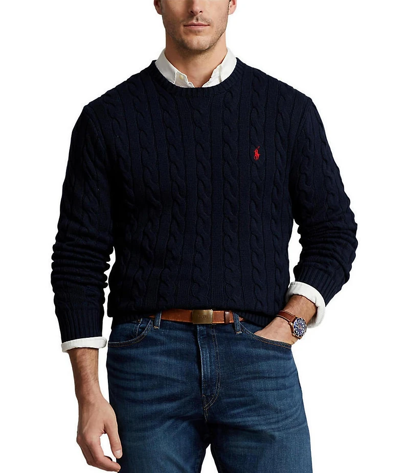 Polo Ralph Lauren Big & Tall Cable Knit Cotton Sweater