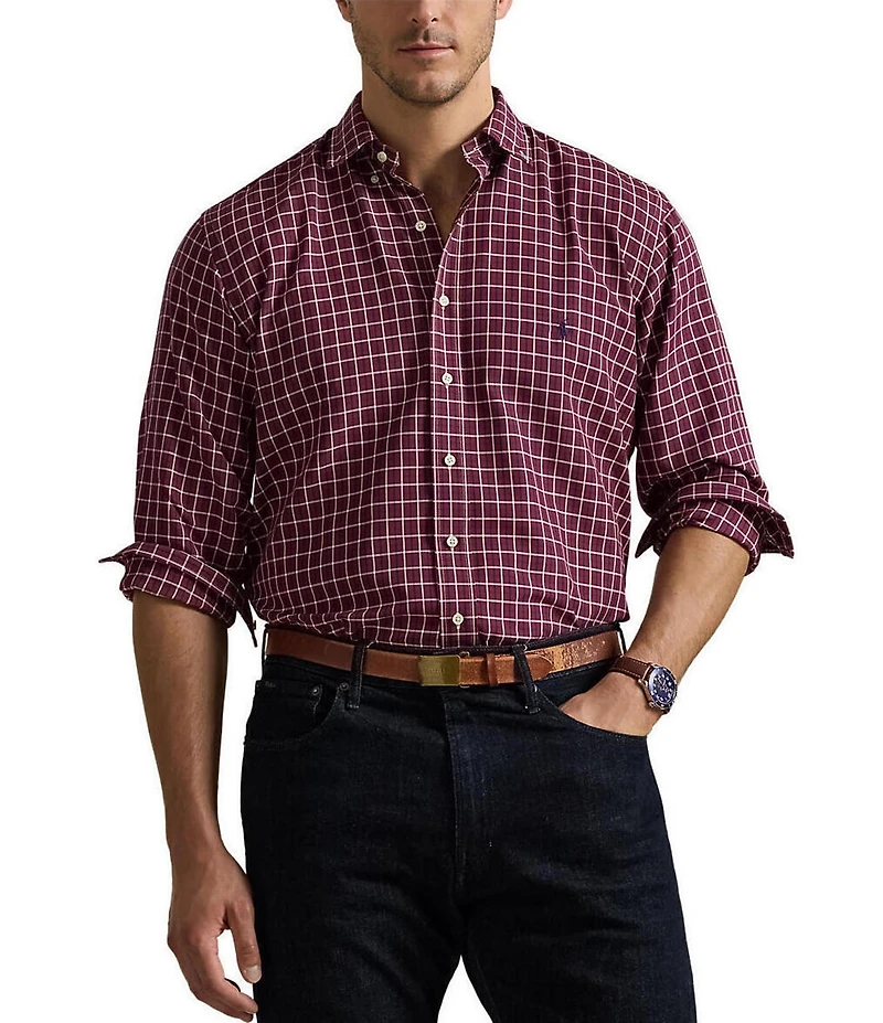 Polo Ralph Lauren Big & Tall Checked Classic Fit Performance Stretch Oxford Long Sleeve Woven Shirt