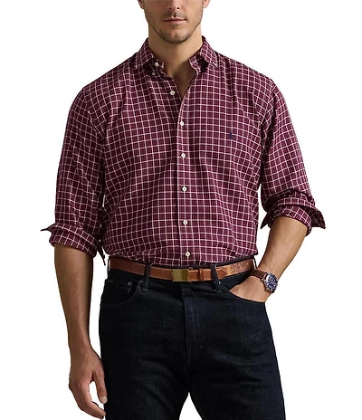 Polo Ralph Lauren Big & Tall Checked Classic Fit Performance Stretch Oxford Long Sleeve Woven Shirt