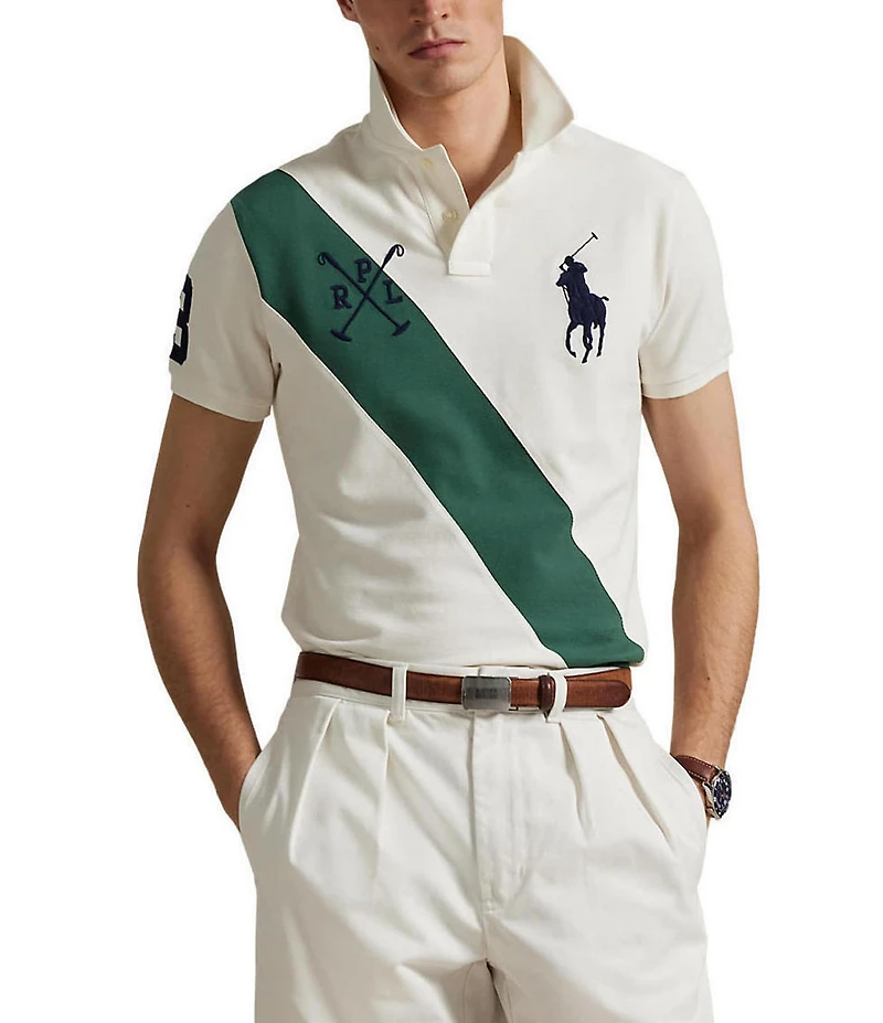 Polo Ralph Lauren Big & Tall Classic Fit Big Pony Diagonal Stripe Mesh Short Sleeve Polo Shirt