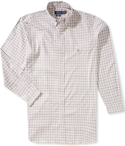 Polo Ralph Lauren Big & Tall Classic Fit Checked Performance Oxford Long Sleeve Woven Shirt