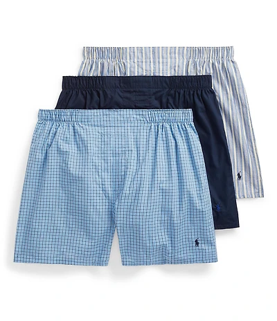 Polo Ralph Lauren Big & Tall Classic-Fit Cotton Woven Assorted Boxers 3-Pack