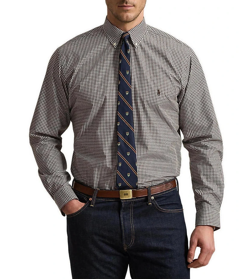 Polo Ralph Lauren Big & Tall Classic Fit Gingham Stretch Poplin Long Sleeve Woven Shirt