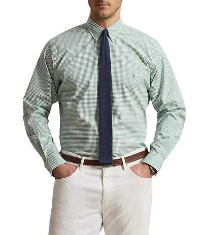 Polo Ralph Lauren Big & Tall Classic Fit Gingham Stretch Poplin Long Sleeve Woven Shirt