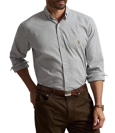 Polo Ralph Lauren Big & Tall Classic Fit Long Sleeve Small Check Performance Oxford Woven Shirt