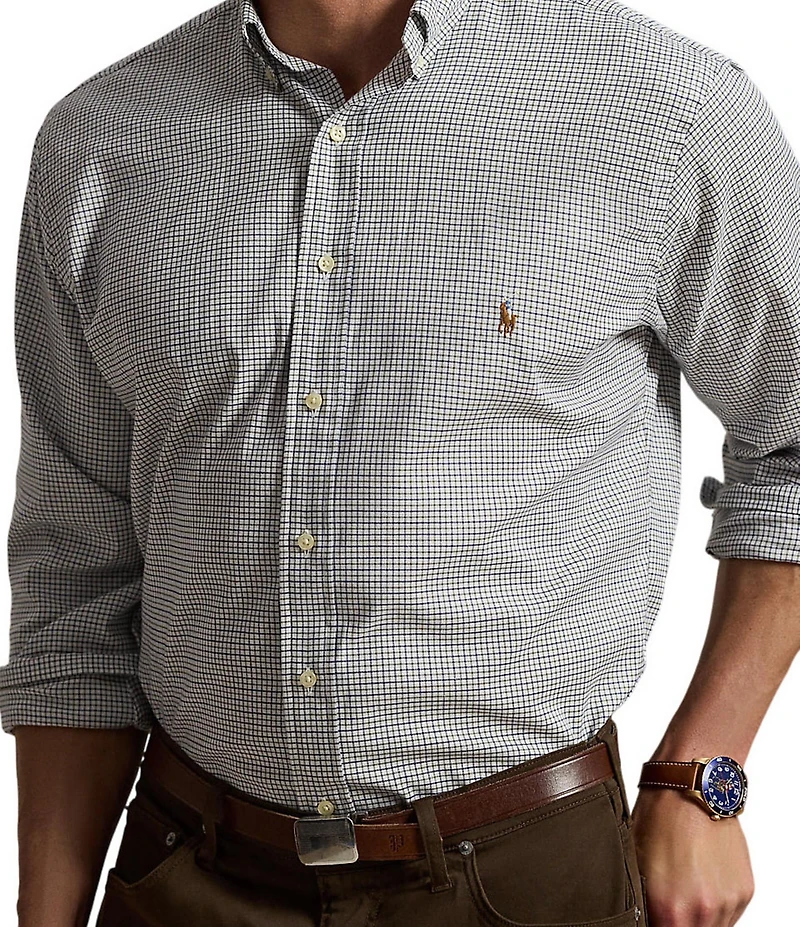 Polo Ralph Lauren Big & Tall Classic Fit Long Sleeve Small Check Performance Oxford Woven Shirt