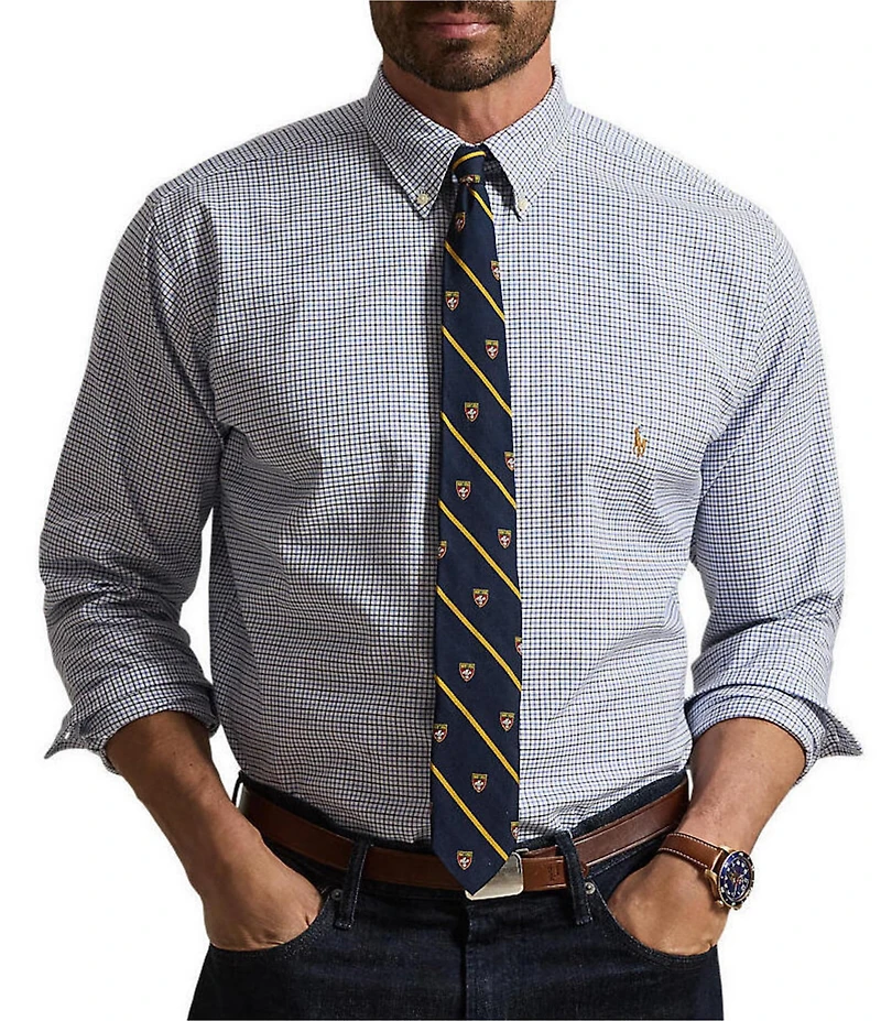 Polo Ralph Lauren Big & Tall Classic Fit Long Sleeve Small Check Performance Oxford Woven Shirt