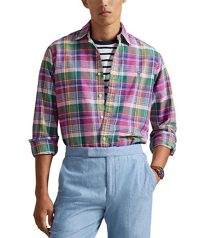 Polo Ralph Lauren Big & Tall Classic Fit Medium Plaid Oxford Long Sleeve Woven Shirt