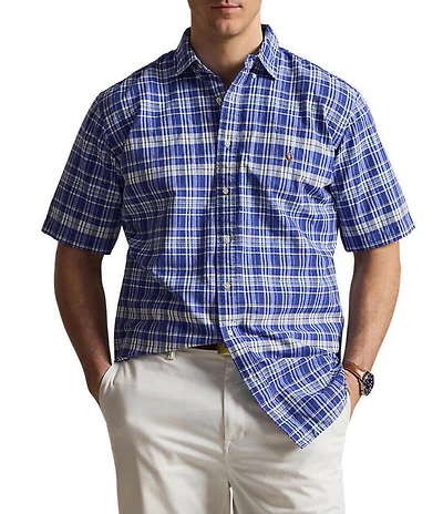 Polo Ralph Lauren Big & Tall Classic Fit Medium Plaid Oxford Short Sleeve Woven Shirt