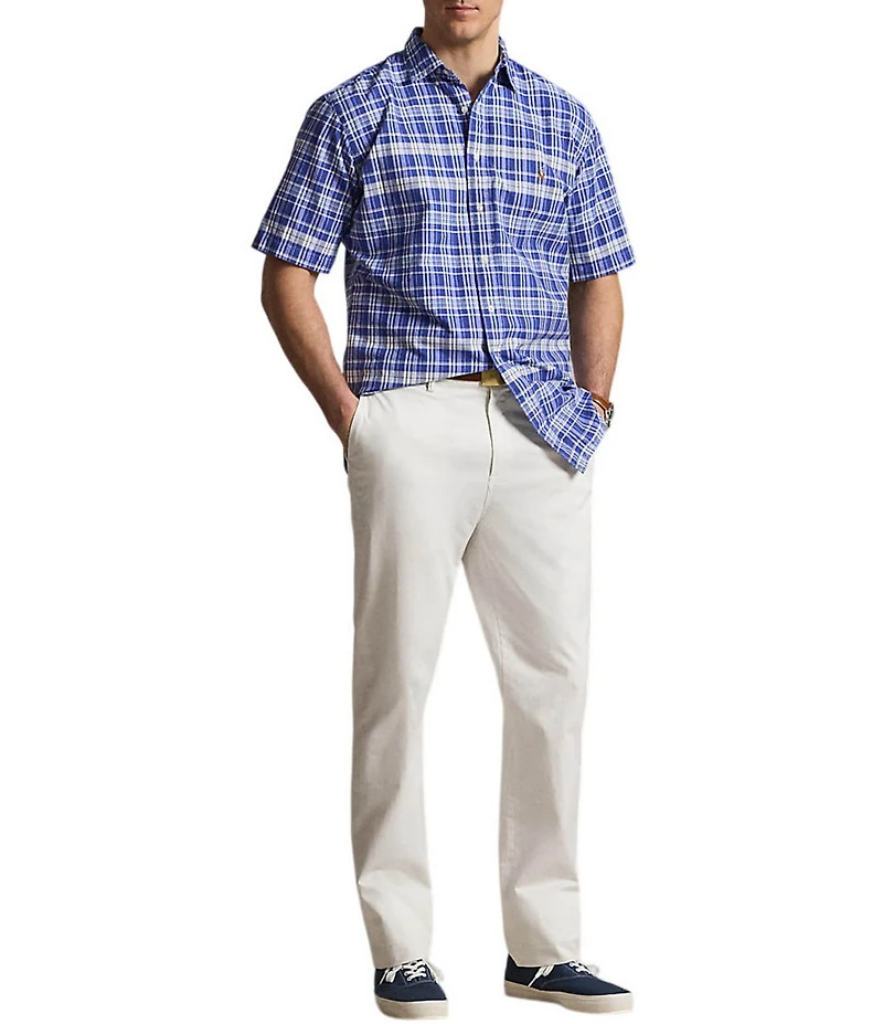 Polo Ralph Lauren Big & Tall Classic Fit Medium Plaid Oxford Short Sleeve Woven Shirt