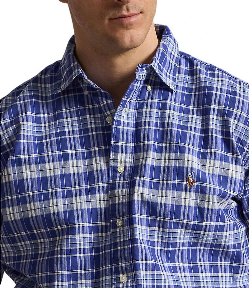Polo Ralph Lauren Big & Tall Classic Fit Medium Plaid Oxford Short Sleeve Woven Shirt