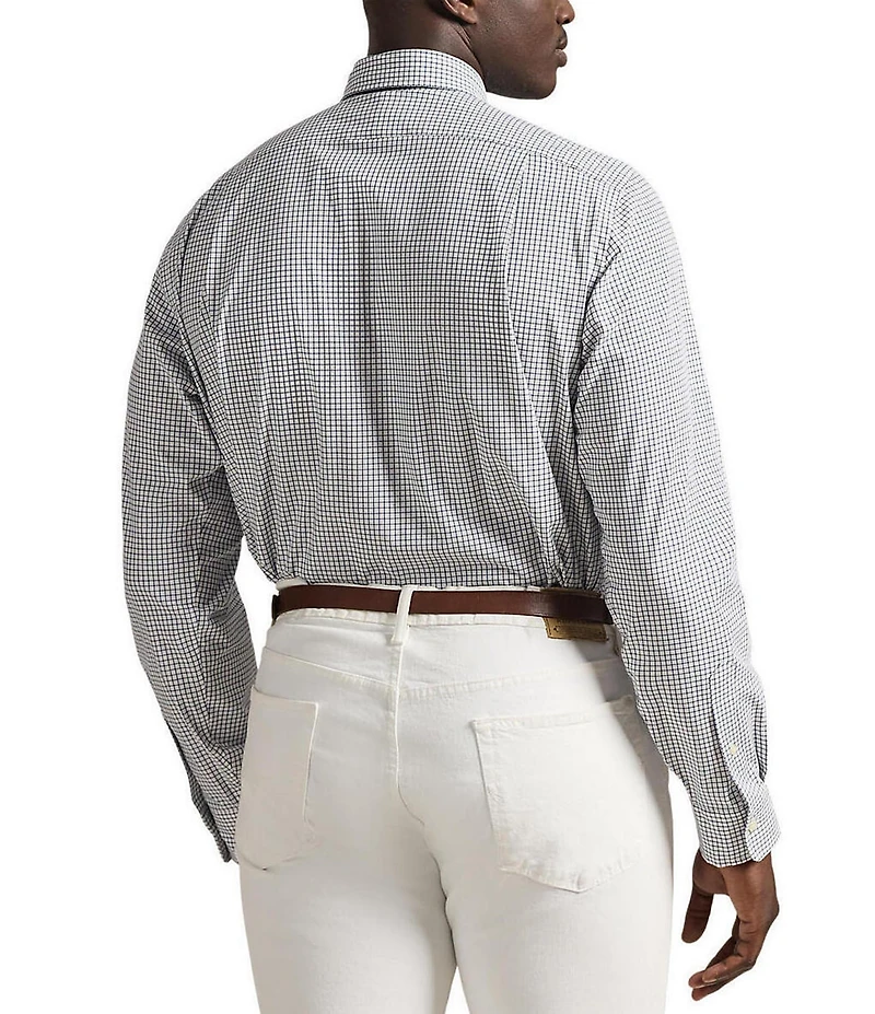 Polo Ralph Lauren Big & Tall Classic Fit Mini Check Stretch Poplin Long Sleeve Woven Shirt
