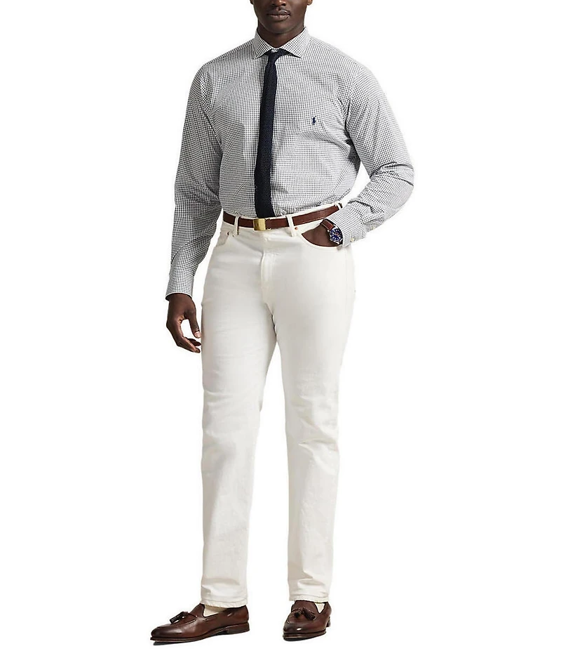Polo Ralph Lauren Big & Tall Classic Fit Mini Check Stretch Poplin Long Sleeve Woven Shirt