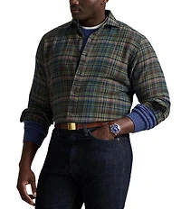 Polo Ralph Lauren Big & Tall Classic Fit Multi-Color Plaid Brushed Flannel Long Sleeve Woven Shirt
