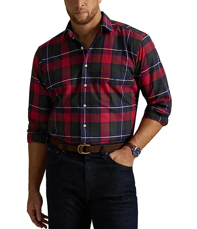 Polo Ralph Lauren Big & Tall Classic Fit Multi-Color Plaid Oxford Long Sleeve Woven Shirt