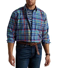 Polo Ralph Lauren Big & Tall Classic Fit Multi Color Plaid Oxford Long Sleeve Woven Shirt