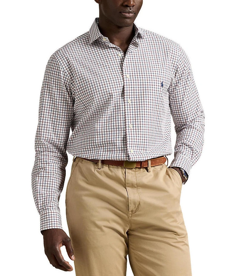 Polo Ralph Lauren Big & Tall Classic Fit Multi Color Plaid Stretch Poplin Long Sleeve Woven Shirt