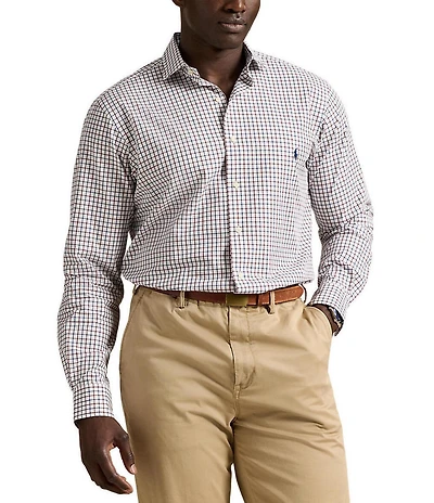 Polo Ralph Lauren Big & Tall Classic Fit Multi Color Plaid Stretch Poplin Long Sleeve Woven Shirt