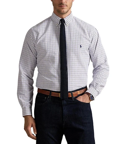 Polo Ralph Lauren Big & Tall Classic Fit Performance Stretch Plaid Check Oxford Long Sleeve Woven Shirt
