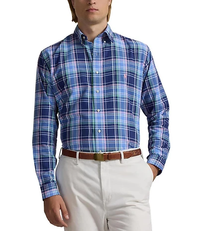 Polo Ralph Lauren Big & Tall Classic Fit Performance Stretch Oxford Multi-Color Plaid Long Sleeve Woven Shirt