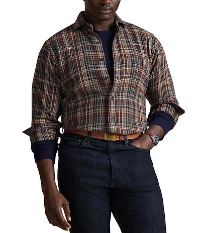 Polo Ralph Lauren Big & Tall Classic Fit Plaid Brushed Flannel Long Sleeve Woven Shirt