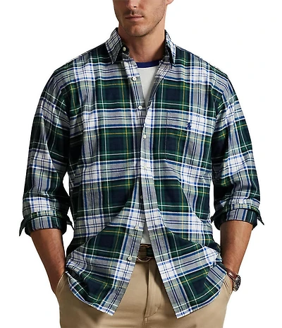 Polo Ralph Lauren Big & Tall Classic Fit Plaid Oxford Long Sleeve Woven Shirt