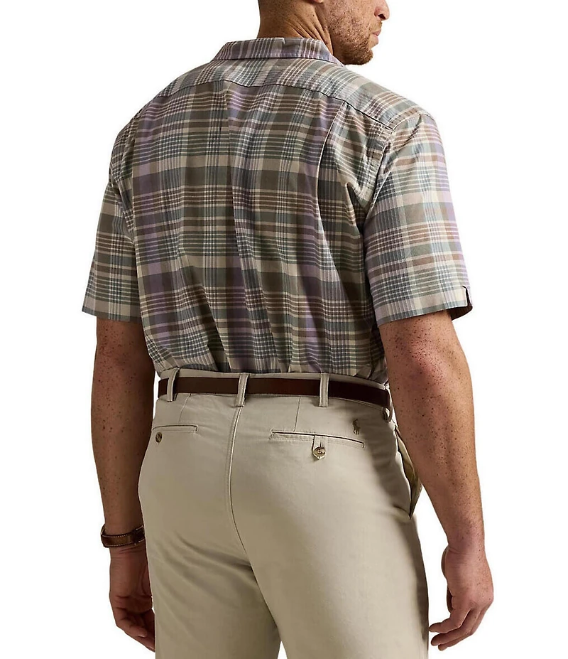 Polo Ralph Lauren Big & Tall Classic Fit Plaid Oxford Short Sleeve Woven Camp Shirt