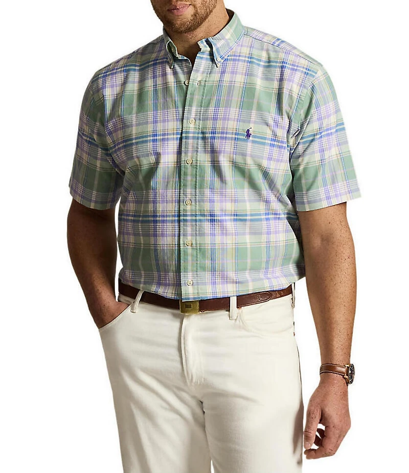 Polo Ralph Lauren Big & Tall Classic Fit Plaid Oxford Short Sleeve Woven Shirt