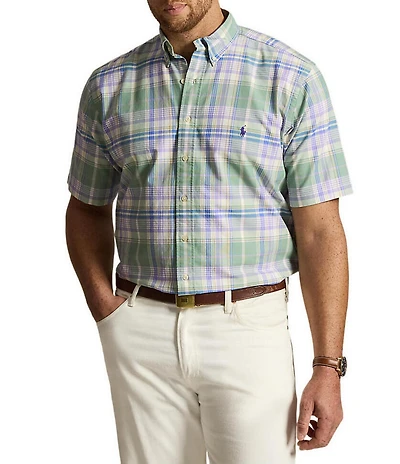 Polo Ralph Lauren Big & Tall Classic Fit Plaid Oxford Short Sleeve Woven Shirt