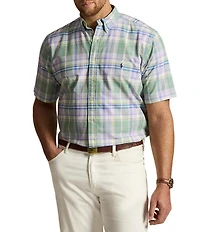 Polo Ralph Lauren Big & Tall Classic Fit Plaid Oxford Short Sleeve Woven Shirt