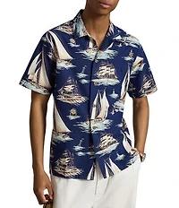 Polo Ralph Lauren Big & Tall Classic Fit Sailboat Print Short Sleeve Woven Camp Shirt
