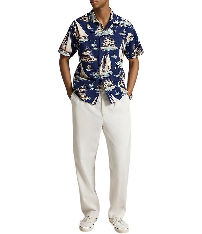 Polo Ralph Lauren Big & Tall Classic Fit Sailboat Print Short Sleeve Woven Camp Shirt
