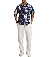 Polo Ralph Lauren Big & Tall Classic Fit Sailboat Print Short Sleeve Woven Camp Shirt