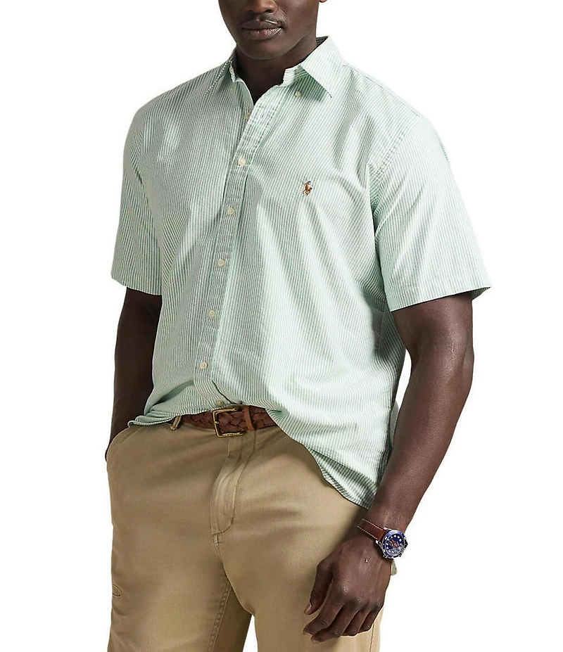 Polo Ralph Lauren Big & Tall Classic Fit Stripe Oxford Short Sleeve Woven Shirt