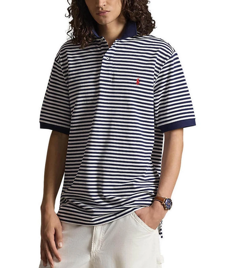 Polo Ralph Lauren Big & Tall Classic Fit Striped Mesh Short Sleeve Polo Shirt