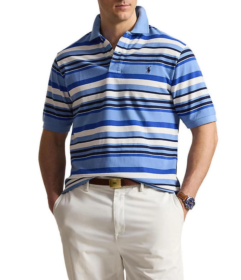 Polo Ralph Lauren Big & Tall Classic Fit Striped Mesh Short Sleeve Polo Shirt