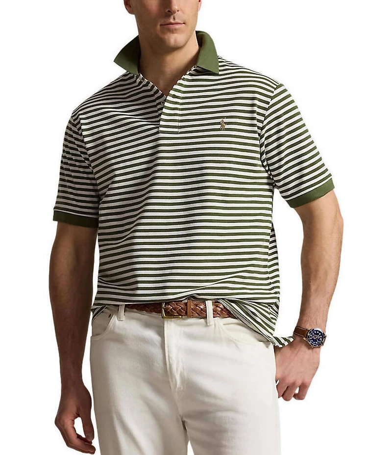 Polo Ralph Lauren Big & Tall Classic Fit Striped Mesh Short Sleeve Polo Shirt