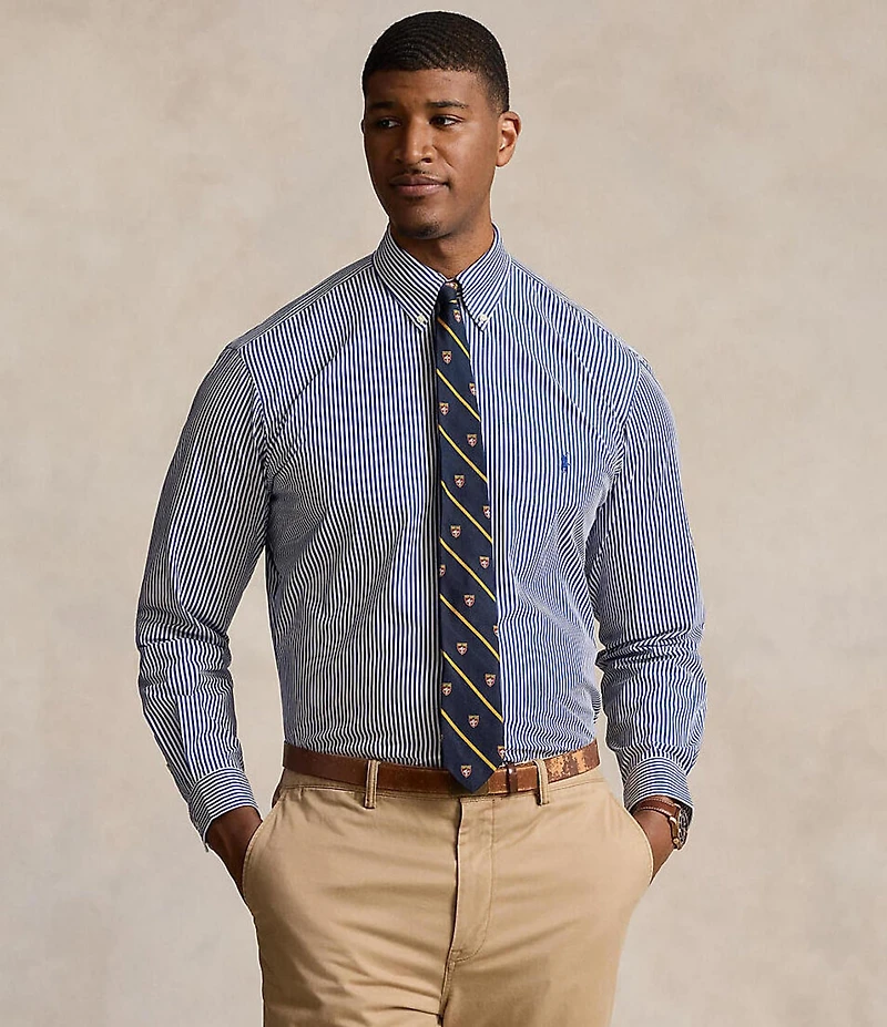 Polo Ralph Lauren Big & Tall Classic Fit Striped Stretch Poplin Shirt
