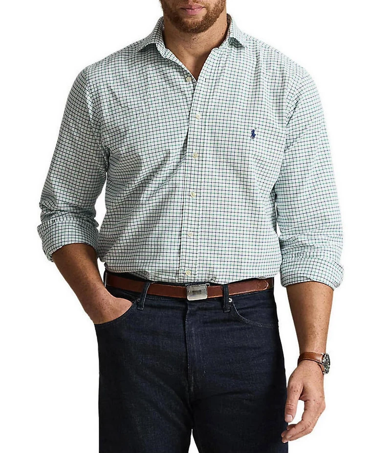 Polo Ralph Lauren Big & Tall Classic Fit Tattersall Oxford Long Sleeve Woven Shirt