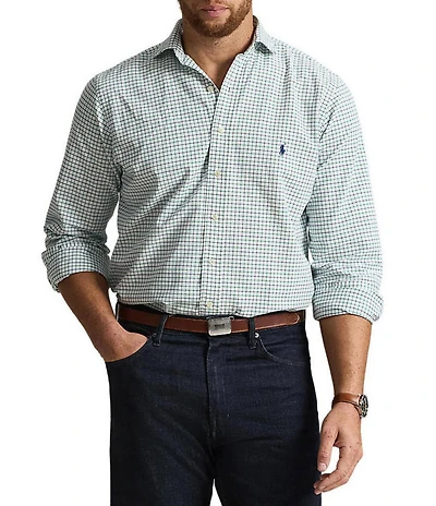 Polo Ralph Lauren Big & Tall Classic Fit Tattersall Oxford Long Sleeve Woven Shirt