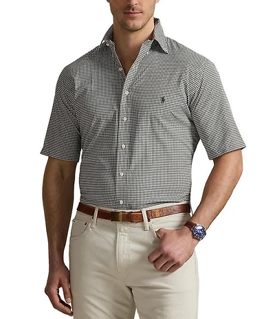 Polo Ralph Lauren Big & Tall Classic Fit Tattersall Performance Stretch Short Sleeve Twill Woven Shirt