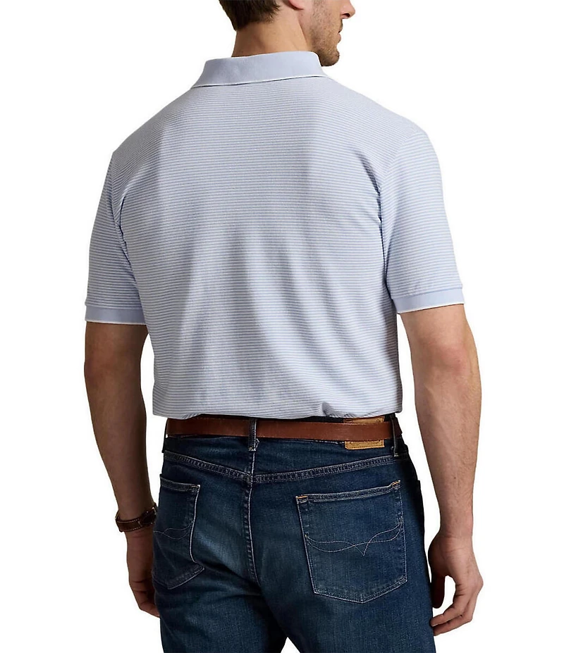 Polo Ralph Lauren Big & Tall Classic Fit Micro Stripe Tipped Stretch Mesh Short Sleeve Polo Shirt