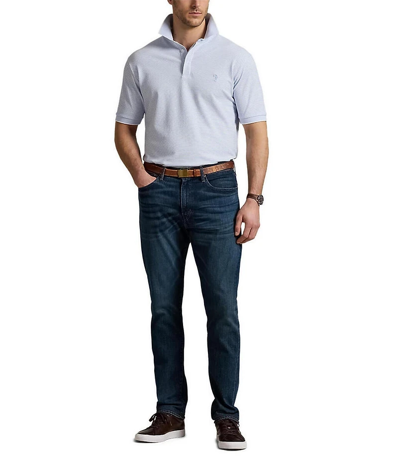 Polo Ralph Lauren Big & Tall Classic Fit Micro Stripe Tipped Stretch Mesh Short Sleeve Polo Shirt