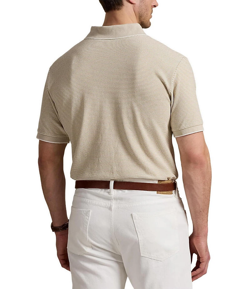 Polo Ralph Lauren Big & Tall Classic Fit Micro Stripe Tipped Stretch Mesh Short Sleeve Polo Shirt