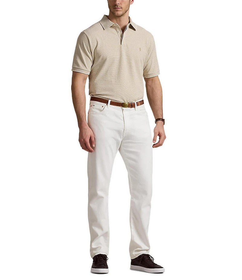 Polo Ralph Lauren Big & Tall Classic Fit Micro Stripe Tipped Stretch Mesh Short Sleeve Polo Shirt