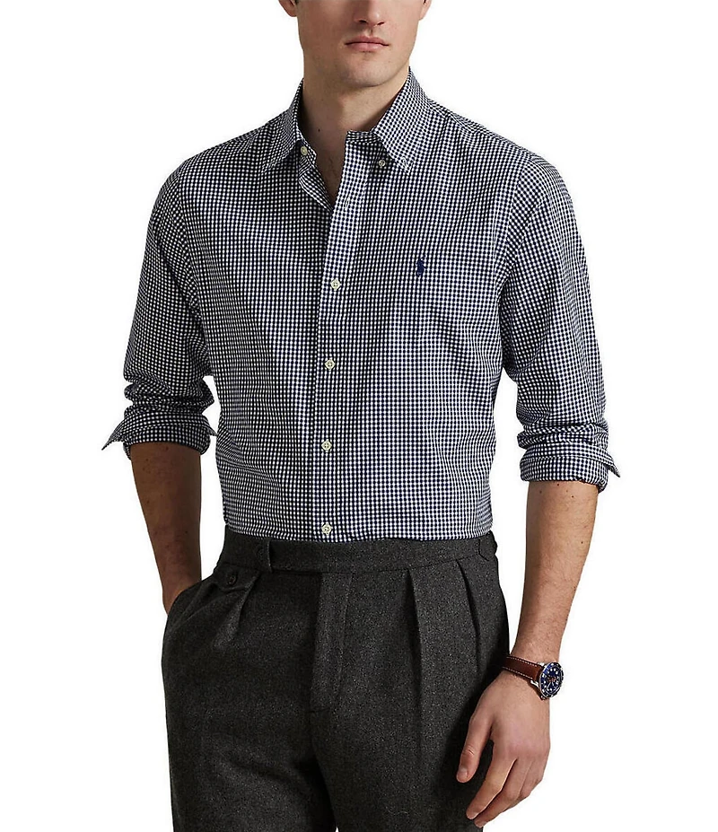 Polo Ralph Lauren Big & Tall Gingham Stretch Poplin Long Sleeve Woven Shirt