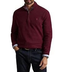 Polo Ralph Lauren Big & Tall Mesh-Knit Cotton Quarter-Zip Sweater