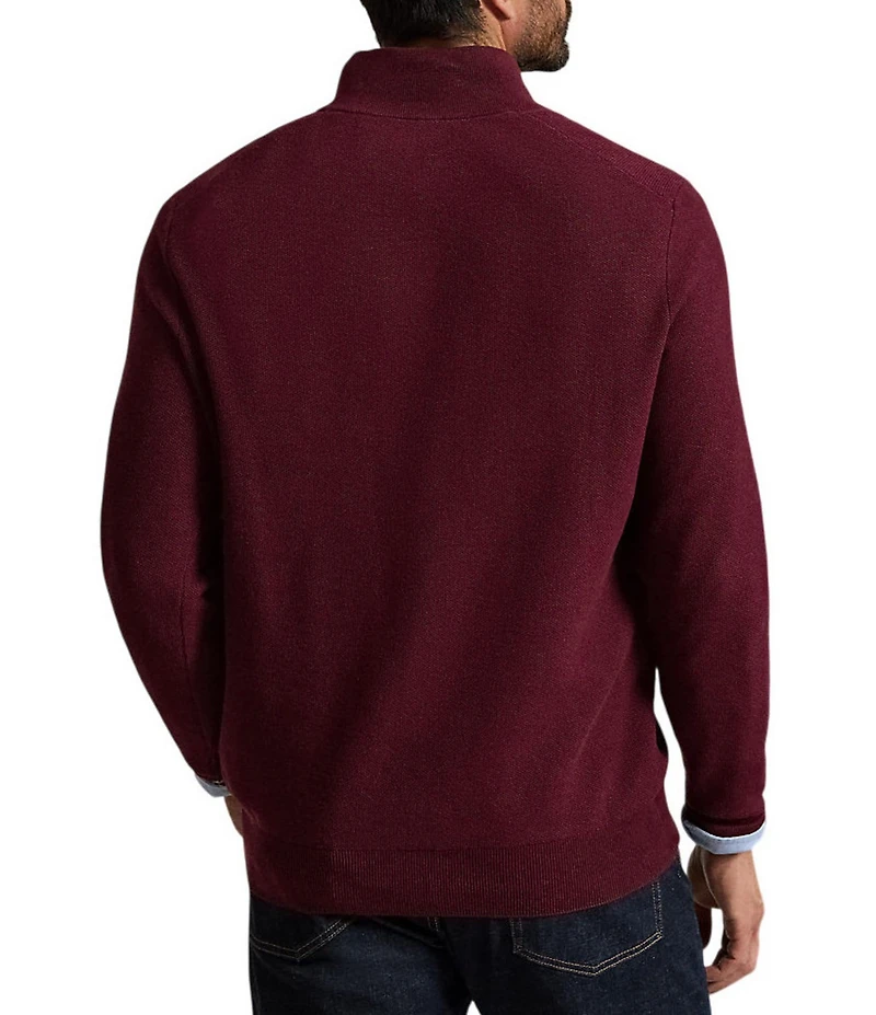 Polo Ralph Lauren Big & Tall Mesh-Knit Cotton Quarter-Zip Sweater