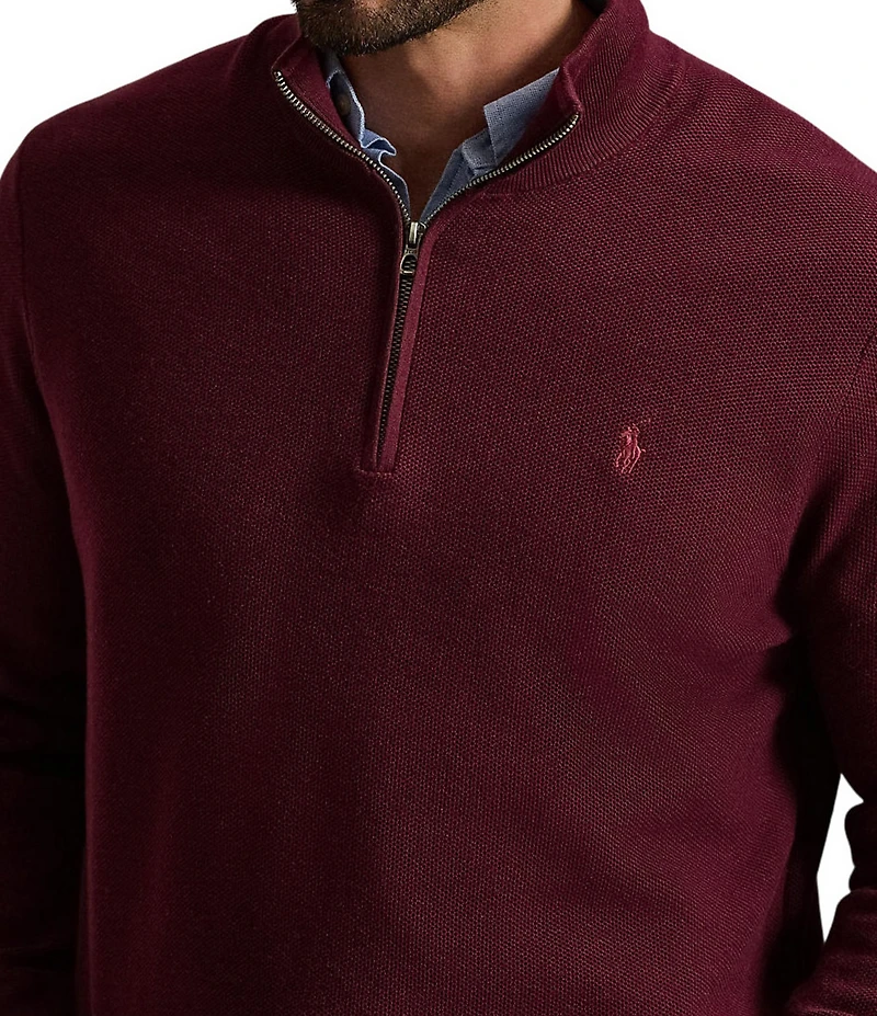 Polo Ralph Lauren Big & Tall Mesh-Knit Cotton Quarter-Zip Sweater