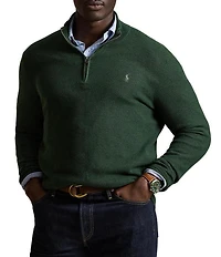 Polo Ralph Lauren Big & Tall Mesh-Knit Cotton Quarter-Zip Sweater
